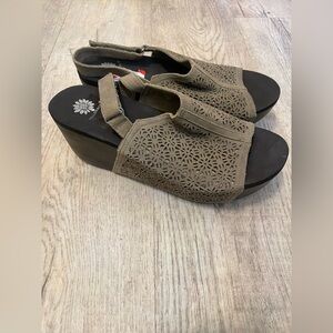 Yellow Box Khaki Cut-Out Wedges